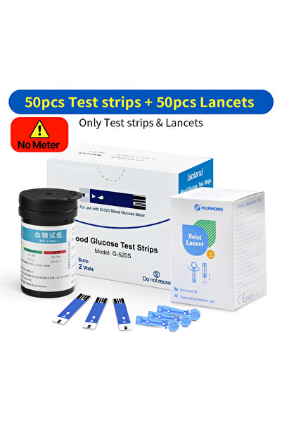 Choice1 شرائح اختبار دوتركس 50 قطعة، 50 قطعة من شرائح اختبار جلوكوز الدم، إبر...