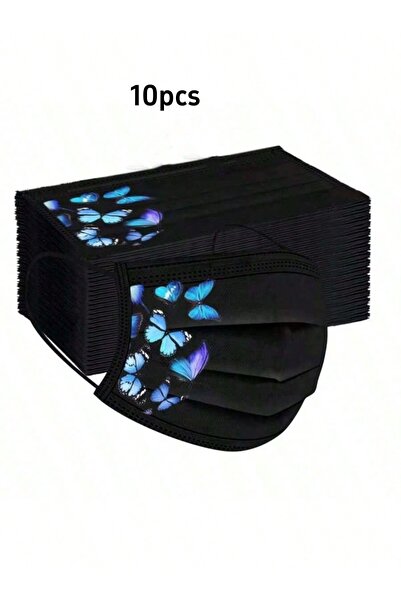 choice2 bluebellvine 10-Pack Women's Daily Face Masks - Black Parent-Child Bu...