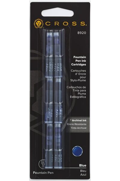 Cross Fountain Pen Ink Cartridge, 6 pieces per card (8920) - Blue