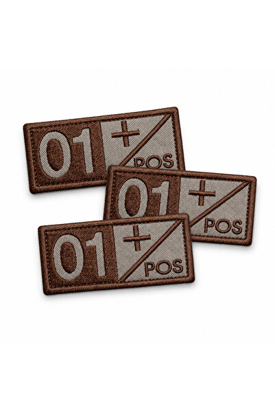 brodezcu Set of 3 patches, emblems, Embroidered badges blood group 01 Positiv...