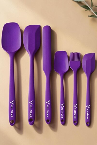 Multiamo Set of 6 Fireproof Non-Stick Silicone Egg Brush Spoon Knife Pie Spat...
