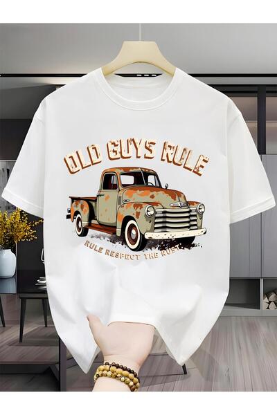 bolivia's تي شيرت رجالي كاجوال بأكمام قصيرة وياقة دائرية بتصميم Old Guys Rule...