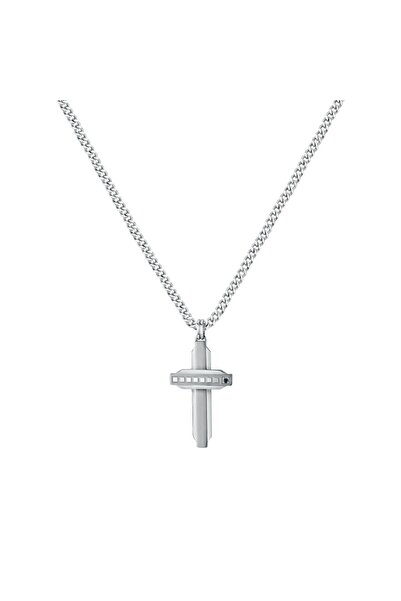 Sector Lant Premium, inox argintiu, cristale, lungime 60cm, pandantiv Cruce, ...