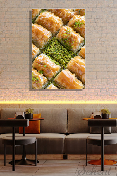 Şehzat Dikey Tekli Kanvas Duvar Tablosu Lokanta Kafe Restoran Fırın Baklava F...