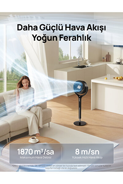 DREO Turbopoly Circulator Fan 362 Ayaklı Sessiz Hava Sirkülatörü Siyah