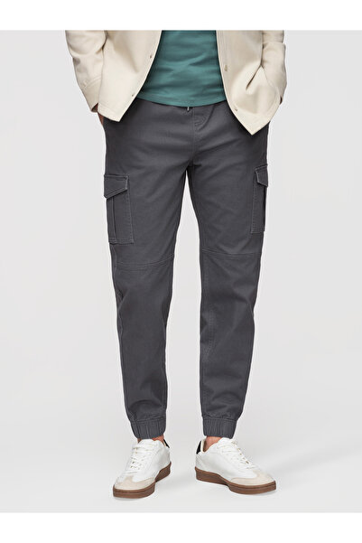 OMBRE Pánské jogger kalhoty s elastanem a kapsami OM-PAJO-0290 Graphite