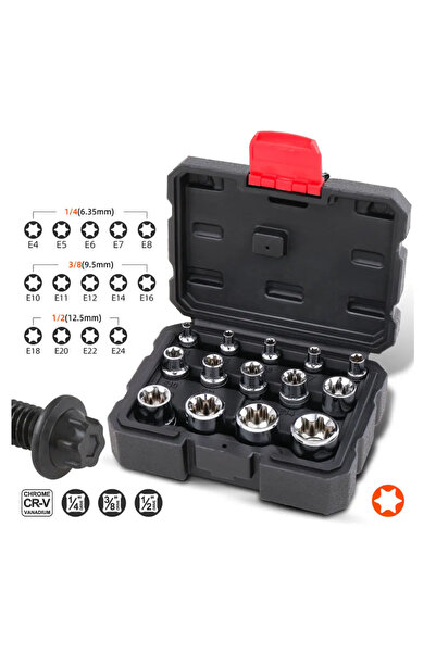 Choice 14 pcs 14Pcs Female E-TORX Star Socket Set E4 - E24 Torque Socket Set ...