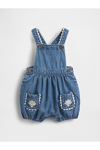 GAP Bebek Mavi Denim Shell Pocket Bubble Tulum