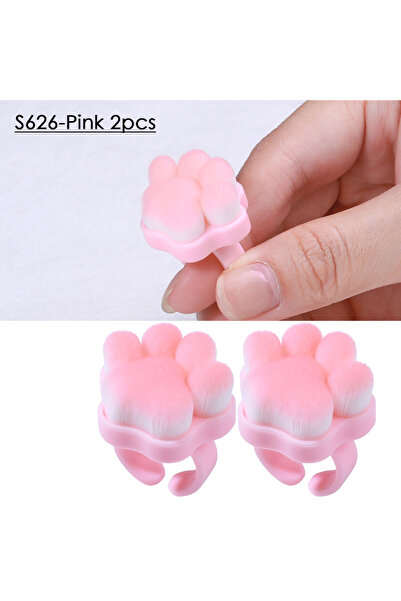choice2 S626-Pink 2pcs 2pcs Cat Claw Ring-Shaped Finger Brush For Nails Cute ...