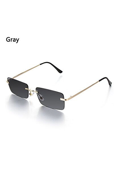 Choice5 Gray Fashion Rimless Rectangle Sunglasses Women Luxury Design Sun Gla...