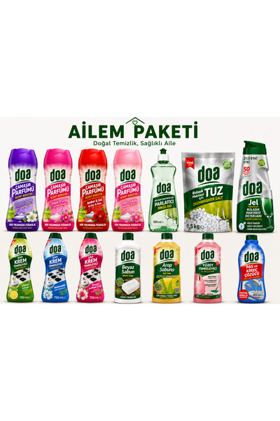 Doa Ailem Temizlik Paketi Çoklu Set – Çamaşır Parfümü, Parlatıcı, Jel, Tuz ve...