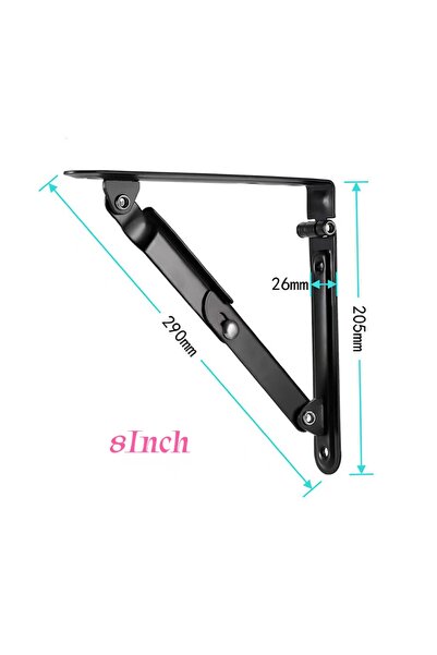 Choice3 6-8 inch 8 inch-Black-1pc 6"/ 8"Heavy Duty Folding Shelf Bracket Meta...