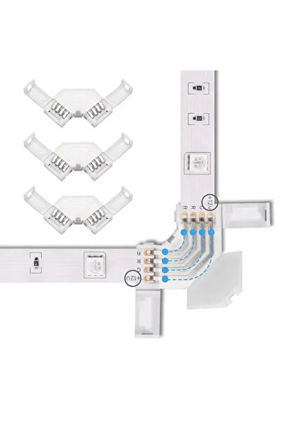 Choice موصل زاوية LED RGB بزاوية 90 درجة، 10 مم، 4 دبابيس، بدون لحام، لشريط إ...