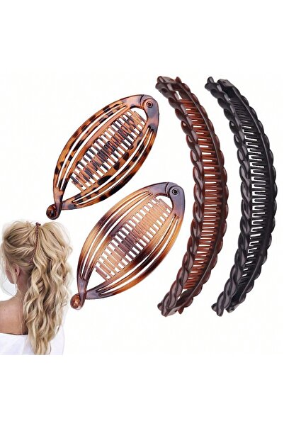 Choice3 BROWN Multiple Banana Hair Clips, Spiral Combs, Fish-Shaped Hair Clip...