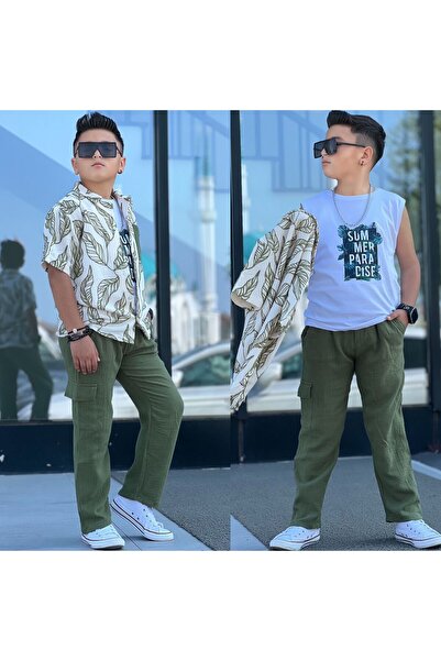 zavera for kids Αγορίστικο Σετ 3 τεμαχίων Oversize Καλοκαιρινό Καμουφλάζ Μουσ...