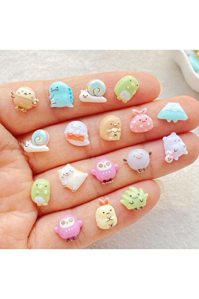 Choice mixed 60Pcs Mixed Nail Art Resin Mini Cartoon Dinosaur, Rabbit, Snail ...