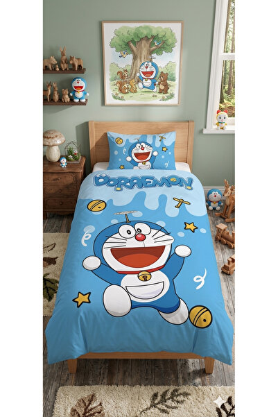 adenkahome Doraemon Character Patterned, Single Duvet Cover Set (Without Sheets)
