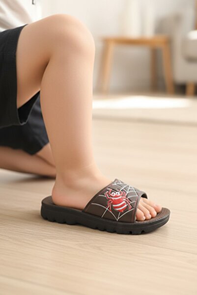 enoch Boys' Comfortable Daily Slippers with Spider Figures and Web Pattern