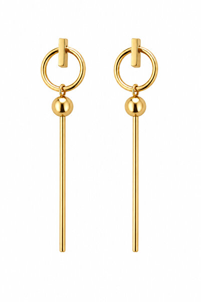 OEM Minimal Women's Gold Earrings with Long Chain – Elegant Geometric Design,...