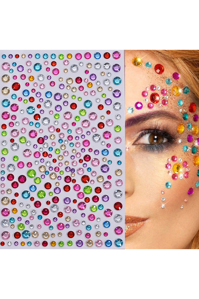 Choice3 NK-LT-100 1Pcs 3D Emerald Green Face Jewels Tattoo Stickers Round Rhi...