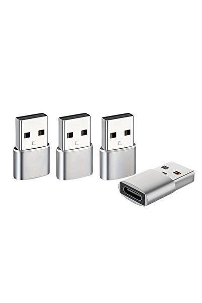 Choice3 Silver4Pcs USB to USB-C Adapter USB-C Converter USB-C Female to USB M...