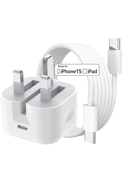 Choice مجموعة كابلات بطول 3.2 قدم مع شاحن USB-C للمملكة المتحدة لهواتف آيفون ...