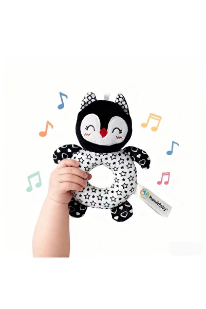 Choice4 Owl Baby Teething Rattle Toy with Squeaky Sound, Black and White Hand...