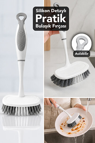 Meleni Home Asılabilir Mutfak Fırçası - Silikon Detay Bulaşık Yıkama Lavabo T...