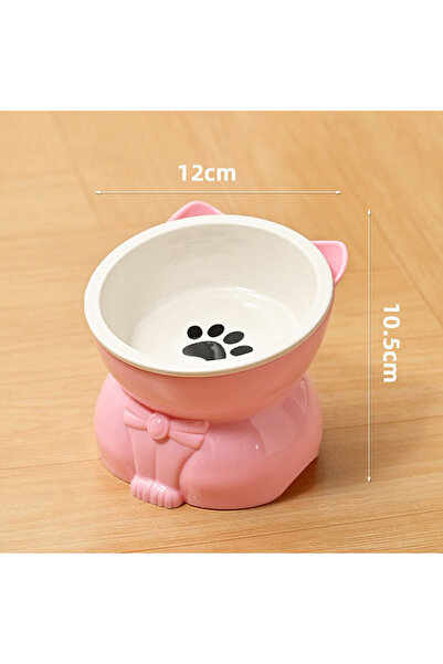 choice2 Pink Ceramic Cat Bowl Slanted Mouth Dog Food Feeding Basin Non-slip P...