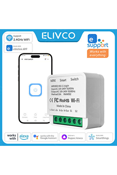 Choice 100V-240V EWeLink Mini Smart Switch 16A Wireless DIY Light Switches Su...