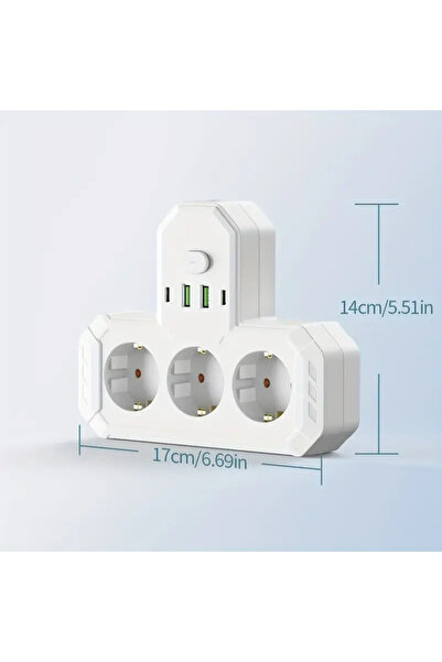 Choice White EU Plug Power Strip with AC Outlets and USB Type-C Charging Port...