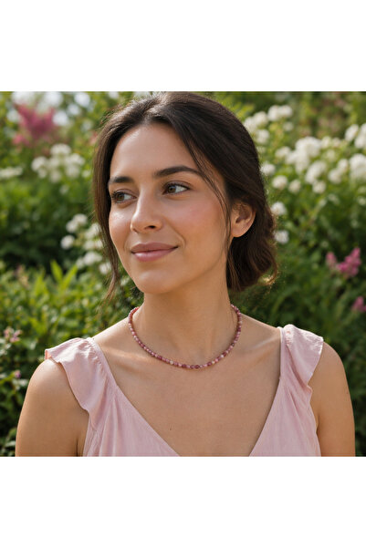 Ezera Minis Rodonite Semi-Precious Stone Choker Necklace