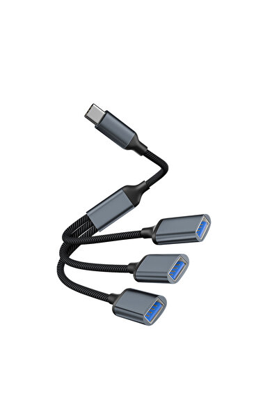 Choice1 موزع USB متعدد المنافذ من النوع C باللون الرمادي 3 في 1 لنقل البيانات