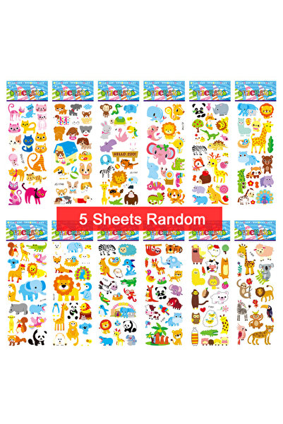 Choice6 5 KT Animal Stickers 5 Sheets Kids Stickers Puffy Stickers for Childr...