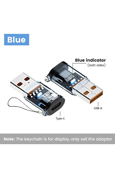 Choice7 محول OTG من النوع C إلى USB A بقوة 120 واط باللون الأزرق، موصل شحن سر...