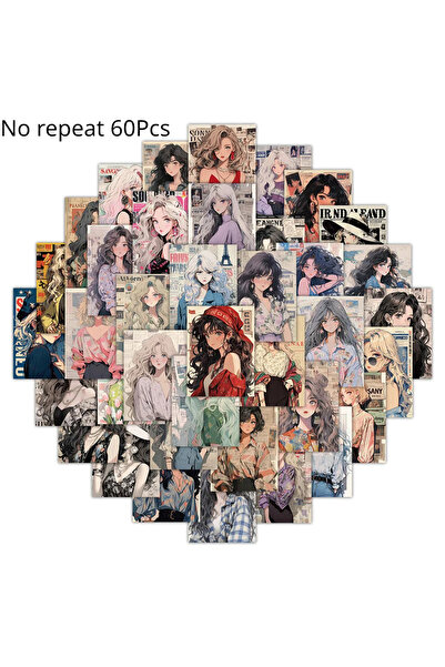 Choice1 Girl sticker 60PCS 10/30/60PCS Cartoon Cute Anime Girl Stickers Aesth...