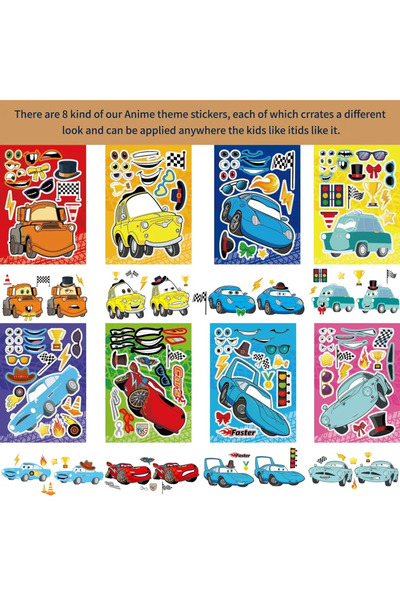 Choice 16sheets 8/16Sheets Disney Cars Cartoon Puzzle Sticker DIY Phone Lapto...