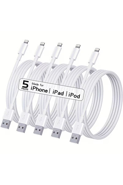 Choice1 كابل شحن TPU بطول 1 متر، 5 قطع، مناسب لشحن أجهزة آيفون، USB، لأجهزة آ...