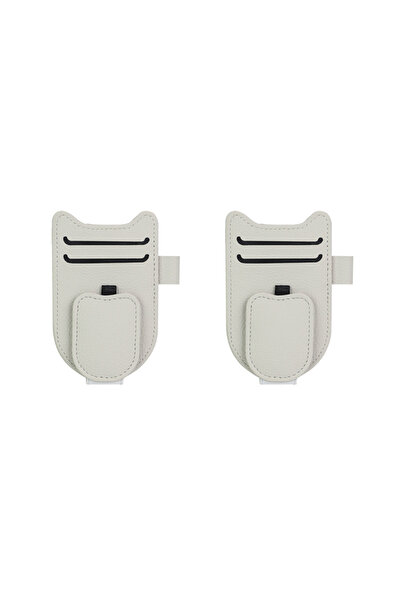 Choice1 White 2pcs Car Sun Visor Glasses Holder Magnetic Eyeglasses Hanger Cl...