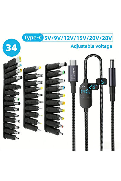 Choice 34 USB C to DC Power Boost Cable 140W Type C to 5V 9V 12V 15V 20V 28V ...