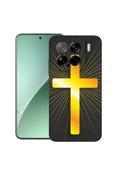 bestcase Калъф за Xiaomi 15, Златен кръст, Тънък силиконов 0.8ММ, Удароустойч...