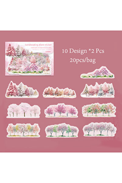 Choice4 S24127-5 6 أنماط 20 قطعة/كيس مجموعة ملصقات واشي بتصميم أشجار الشجر، إ...