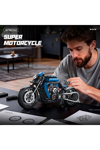 Choice No Original BOX A 2026 New 1:8 Night Racer Motorbike Building Blocks S...