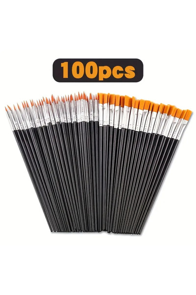 Choice 100Mix 100pcs Black Nylon Hair Paint Brushes with Flat And Round Tip A...