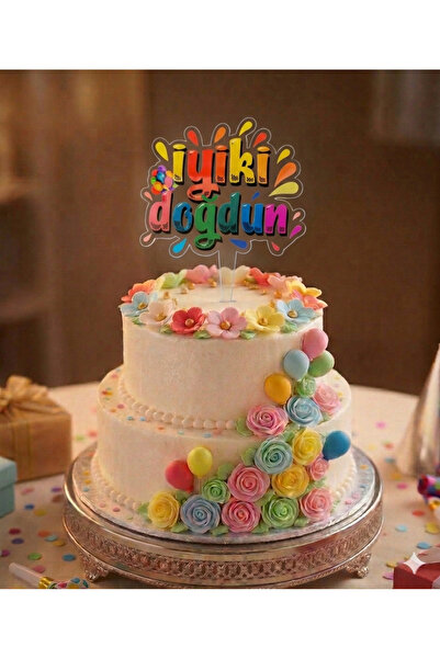 BEST PARTİ Happy Birthday Written Birthday Cake Top Plexiglass Lettering