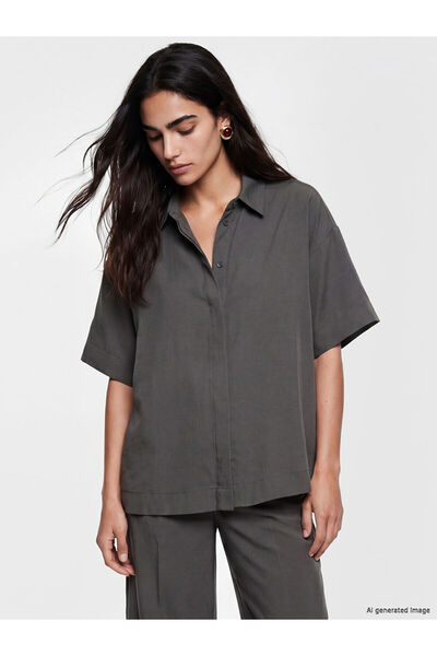 LC Waikiki Nevavm Modal Blended Crop Women's Shirt with a Difference