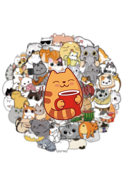 choice2 50PCS 50Pcs Transparent PET Cute Cat Graffiti Stickers Luggage Notebo...