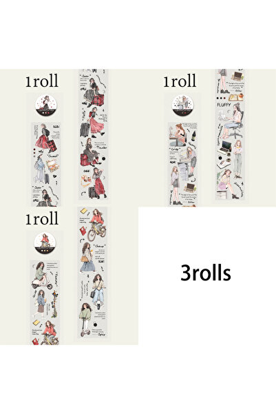 Choice1 شريط لاصق PET بتصميم شخصيات للعمل والديكور، 3 لفات، مادة DIY لدفاتر ا...