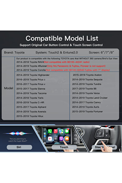Choice For TOYOTA REEIIO Wireless Carplay Android Auto For TOYOTA RAV4 Coroll...