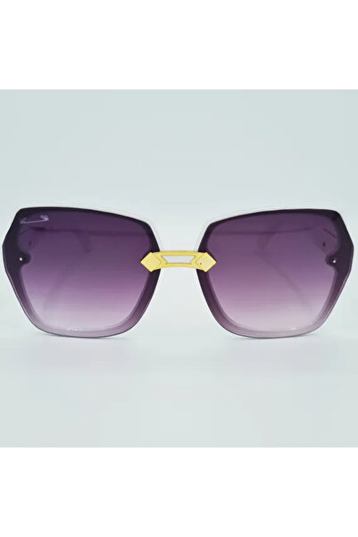 Matteo Ferari Women's Oversized White Sunglasses with Purple Gradient Lenses ...